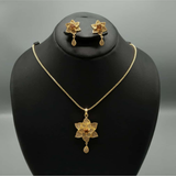 Floral Zircon Pendant Locket Set - Gold/Silver Tone Flower Jewellery | Rs. 1890