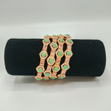 Geometric Polki/Zirconia Bangle Set of 4 - Elegant Wedding Guest Hand Jewellery
