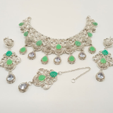 Traditional Filigree Collar Necklace Set with Maang Tikka & Earrings | Bridal & Wedding Jewelry β Hafizpk