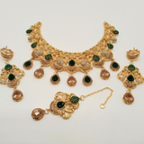 Traditional Filigree Collar Necklace Set with Maang Tikka & Earrings | Bridal & Wedding Jewelry β Hafizpk