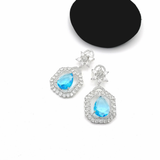 CZ Pave Rhodium-Plated Dangle Earrings – Elegant Bridesmaid, Prom & Party Jewelry