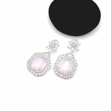 CZ Pave Rhodium-Plated Dangle Earrings – Elegant Bridesmaid, Prom & Party Jewelry