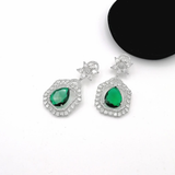 CZ Pave Rhodium-Plated Dangle Earrings – Elegant Bridesmaid, Prom & Party Jewelry