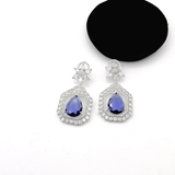 CZ Pave Rhodium-Plated Dangle Earrings – Elegant Bridesmaid, Prom & Party Jewelry