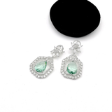 CZ Pave Rhodium-Plated Dangle Earrings – Elegant Bridesmaid, Prom & Party Jewelry