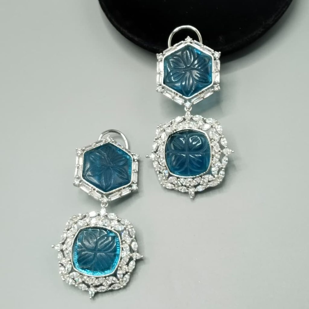 Luxury Geometric Carving Earrings – Gold & Rhodium Plated Statement Drop Dangle Jewelry