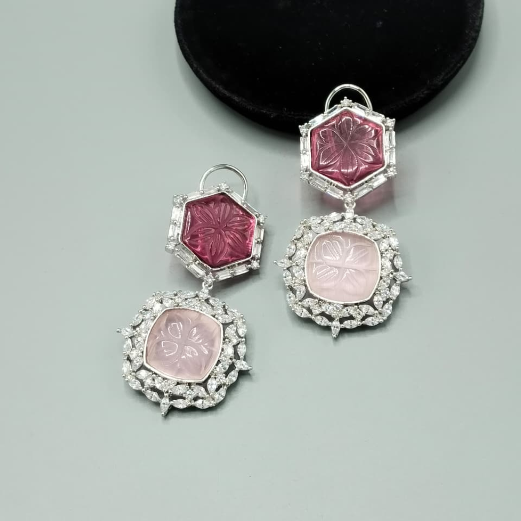 Luxury Geometric Carving Earrings – Gold & Rhodium Plated Statement Drop Dangle Jewelry