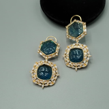 Luxury Geometric Carving Earrings – Gold & Rhodium Plated Statement Drop Dangle Jewelry