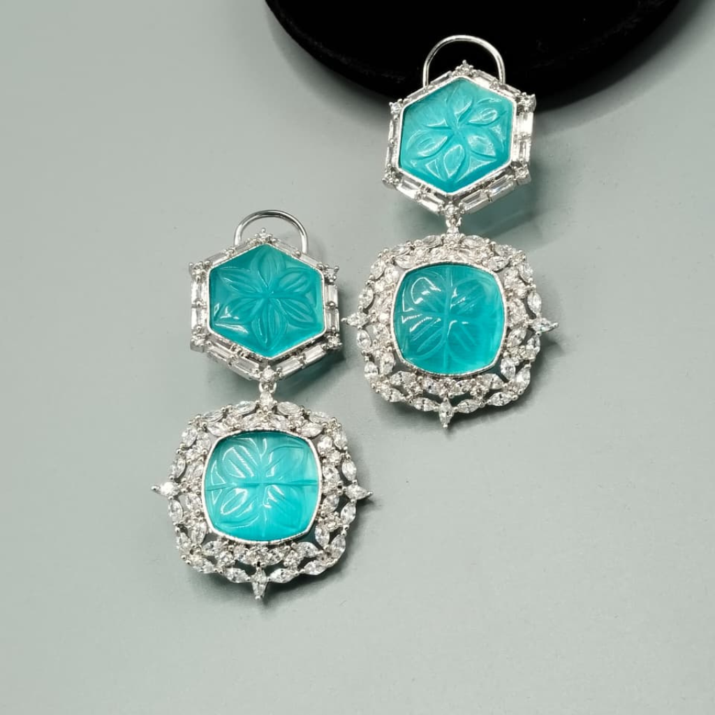 Luxury Geometric Carving Earrings – Gold & Rhodium Plated Statement Drop Dangle Jewelry