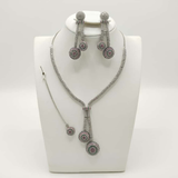 Elegant Bridal Cubic Zirconia Ball Drop Jewelry Set - Gold/Silver Tone