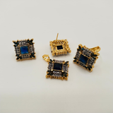Luxury Gold Plated Cubic Zirconia Jewelry Set – Statement Ring, Studs & Pendant for Wedding & Party Wear