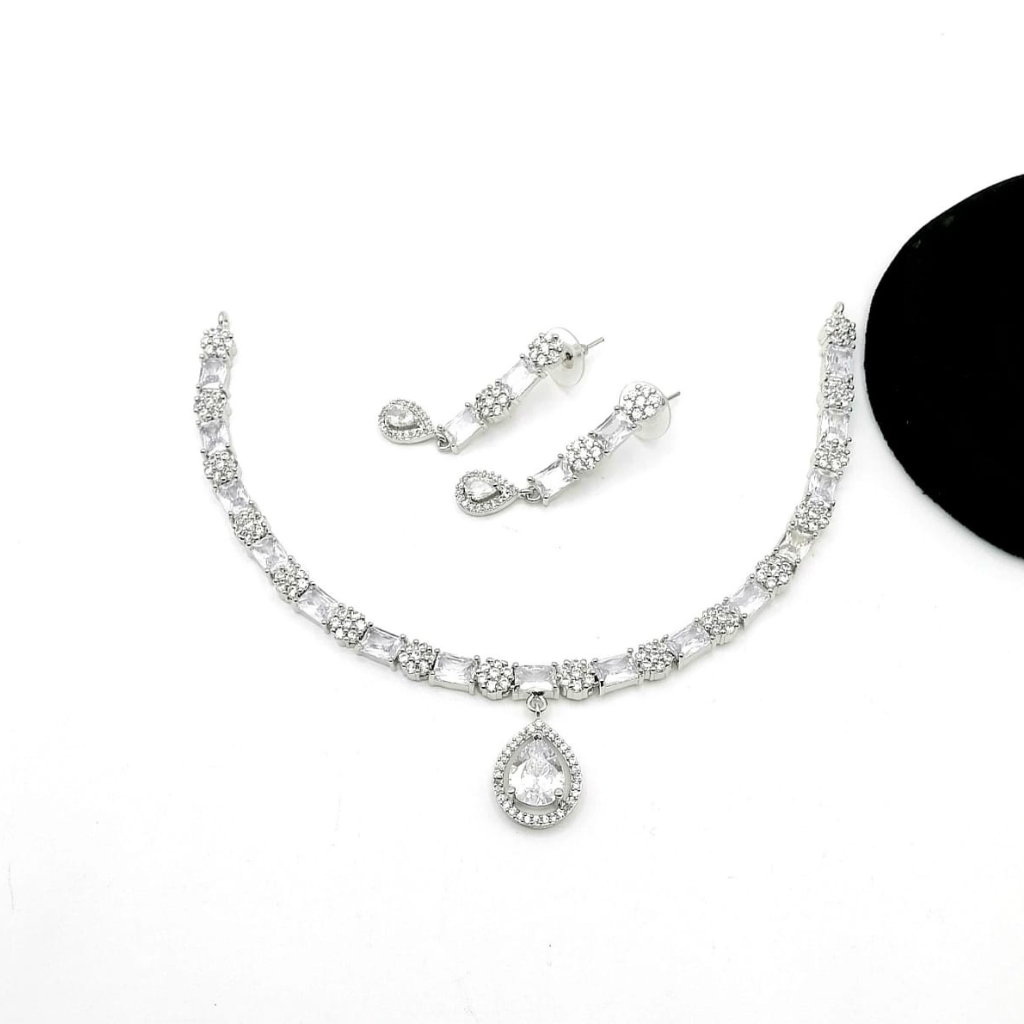 Statement CZ Crystal Down Set Earrings – Luxury Gold & Rhodium Plated Bridal Jewelry | High-End Party Earrings