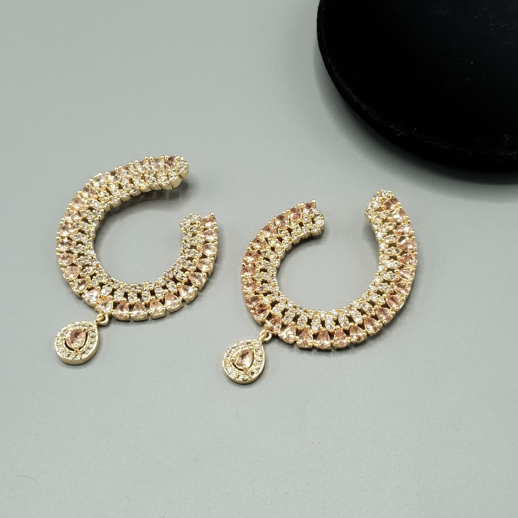 Luxury Jhumka Style Earrings – Gold/Silver Plated CZ Crystal Bridal & Wedding Party Drops