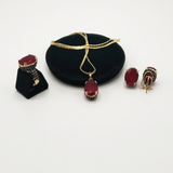 Vintage-Inspired CZ Jewelry Set – Oval Zirconia Ring, Pendant & Hoop Earrings for Bridal or Party Wear