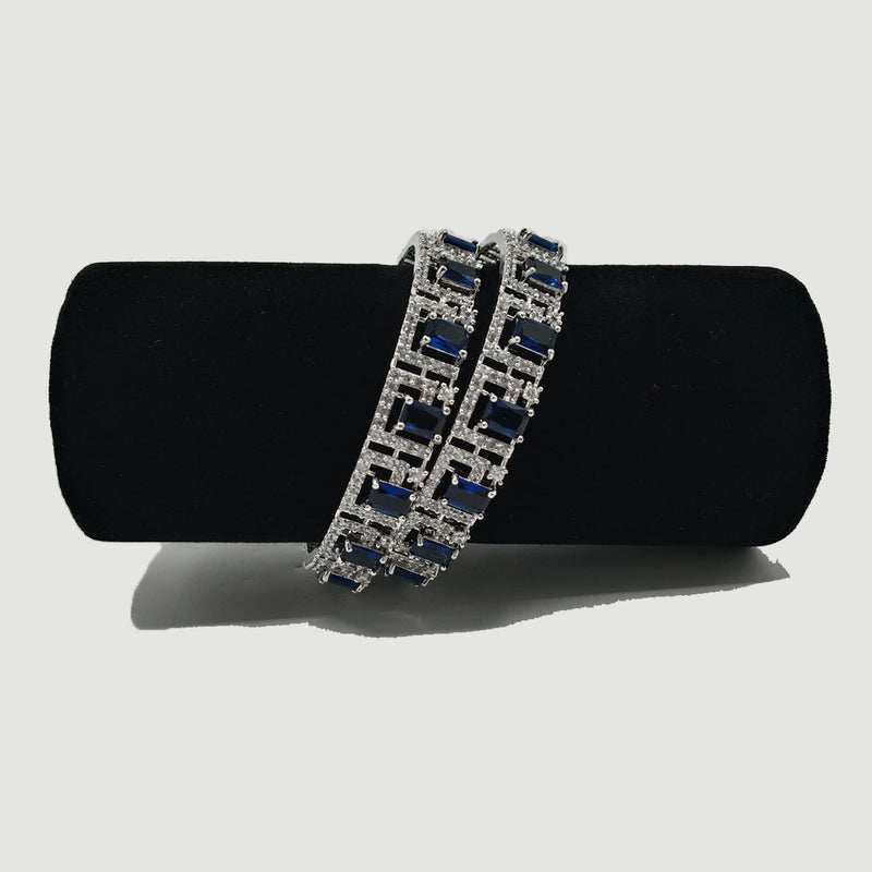 Geometric Silver Bangles with Square-Cut CZ Stones – Rs. 2,950