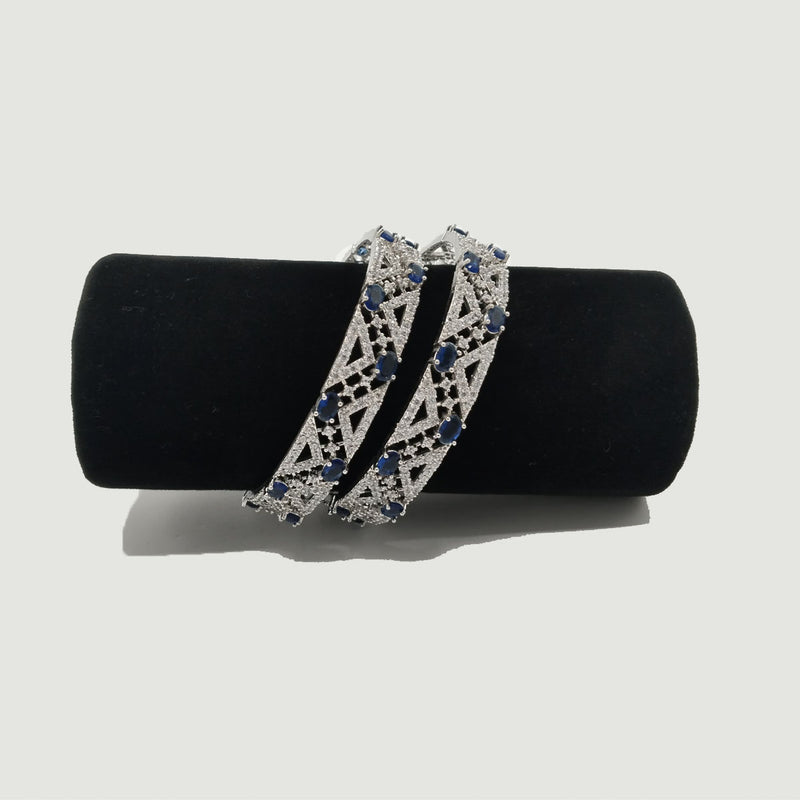 Designer Silver Bangles with Sapphire Blue Accents – Rs. 2,600