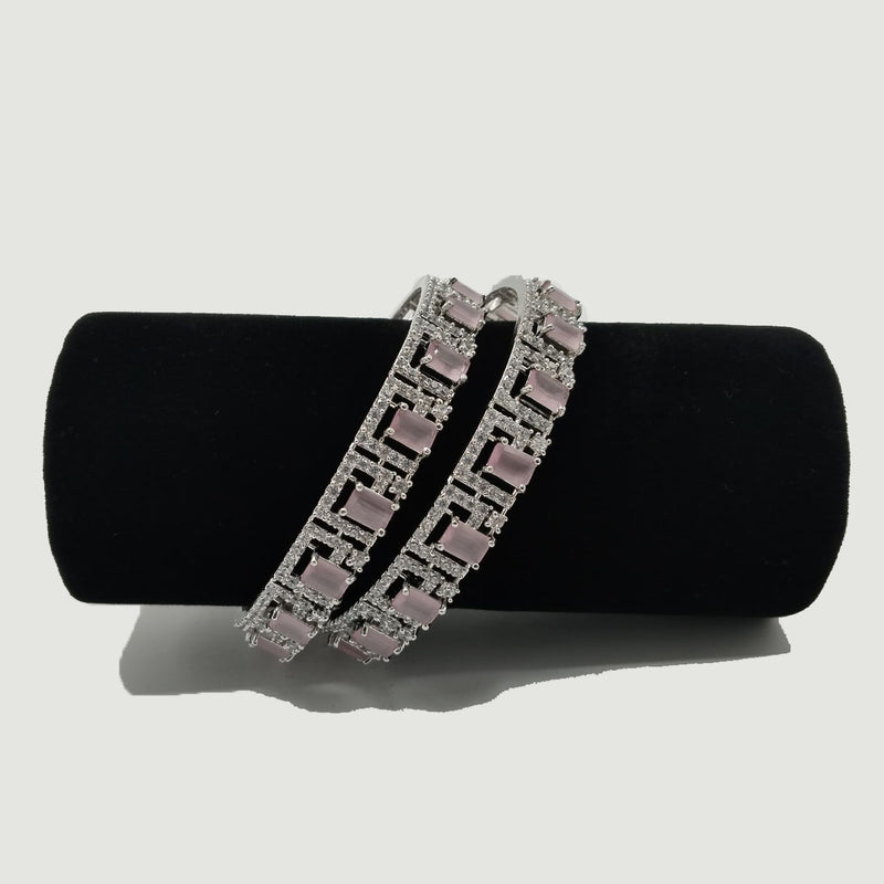 Geometric Silver Bangles with Square-Cut CZ Stones – Rs. 2,950