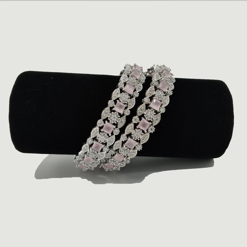 Silver Bangles with Princess-Cut Pink Stones – Rs. 3,650