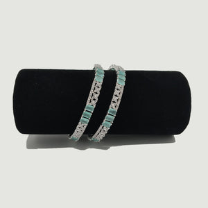 Silver Bangles with Mint Green Rectangular Stones – Rs. 1,950