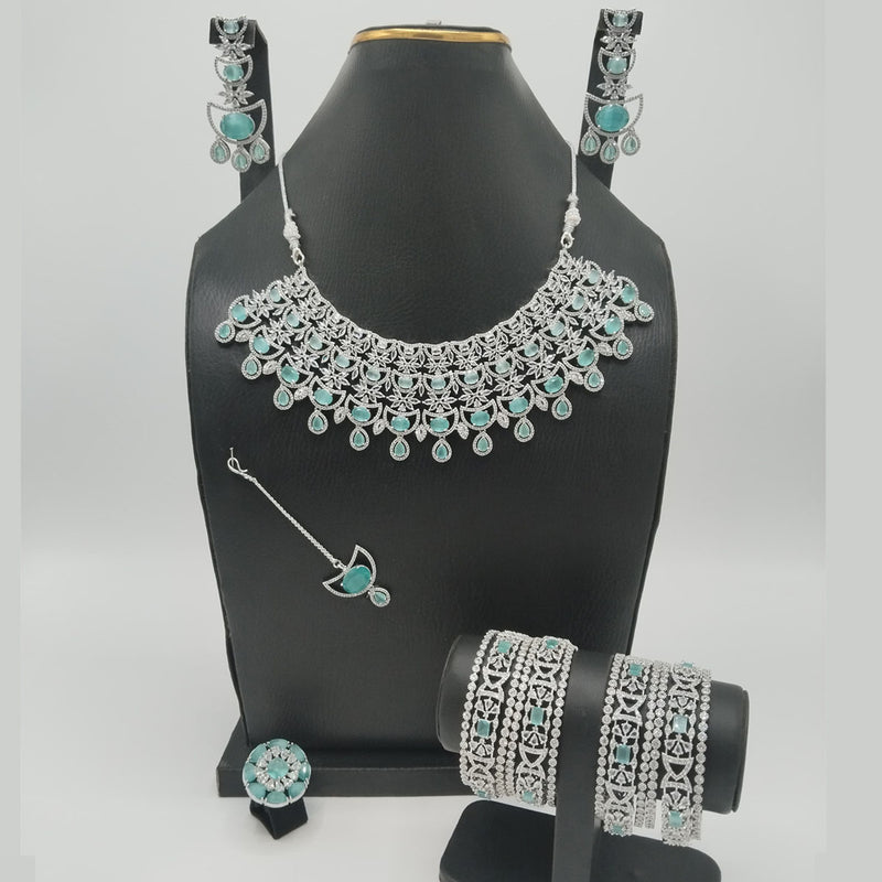 American Diamond Jewelry Set for Weddings – Brass Polish