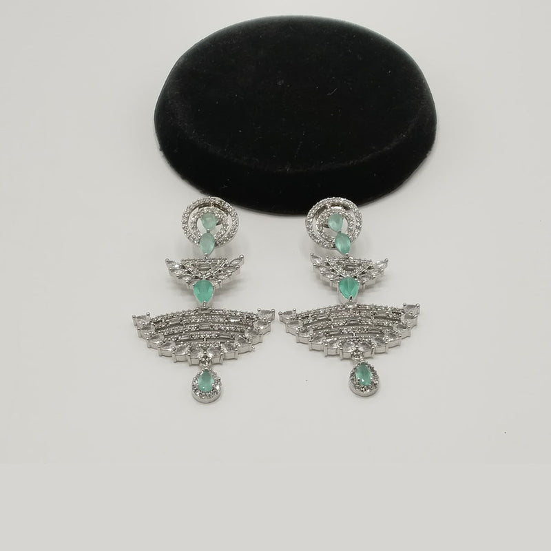 Silver Chandelier Earrings with Mint Green Stones – Rs. 2,350
