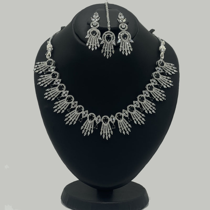 Bridal Silver Necklace Set with Stones – 3-Piece