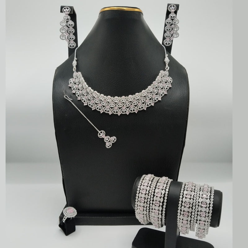 Classic American Diamond Jewelry Set – Long-Lasting Brass Material
