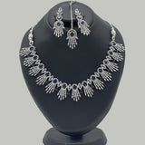 Bridal Silver Necklace Set with Stones – 3-Piece