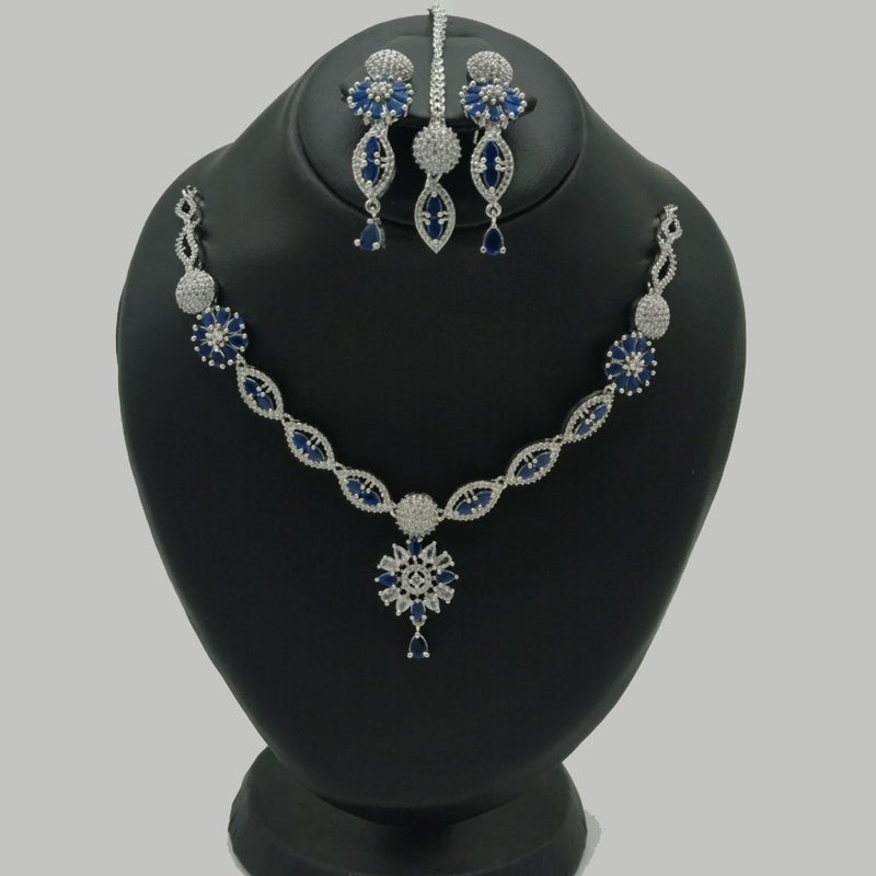 Premium Silver Bridal Necklace Set with CZ Snowflake Motif – Rs. 3750