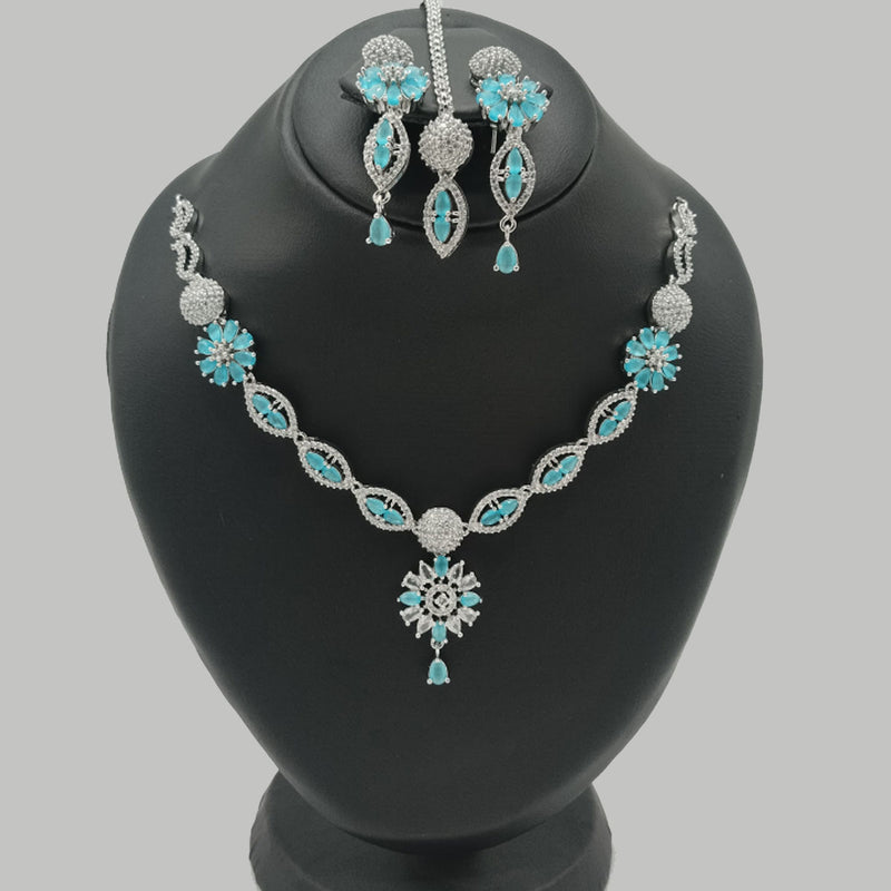 Premium Silver Bridal Necklace Set with CZ Snowflake Motif – Rs. 3750