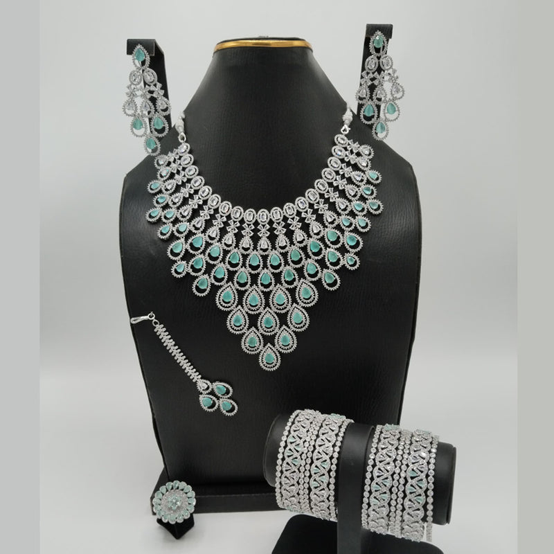 Long Necklace American Diamond Set