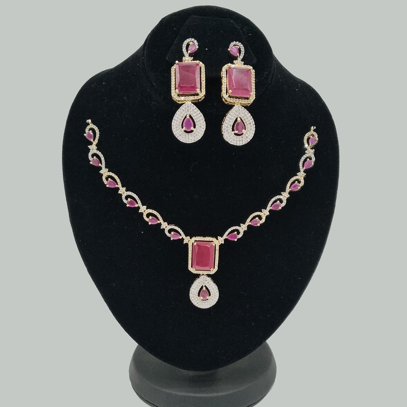 Premium Gold-Plated American Diamond Necklace & Earrings Set – Rs. 5,500