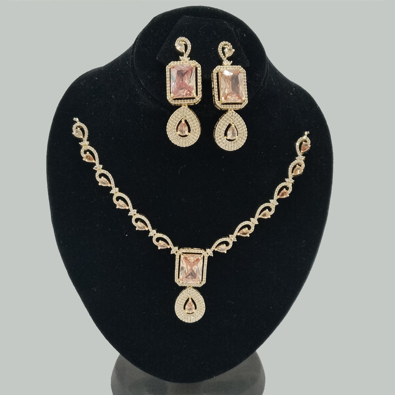 Premium Gold-Plated American Diamond Necklace & Earrings Set – Rs. 5,500