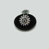 Silver Statement Cocktail Ring with CZ Burst Design – Rs. 1,750