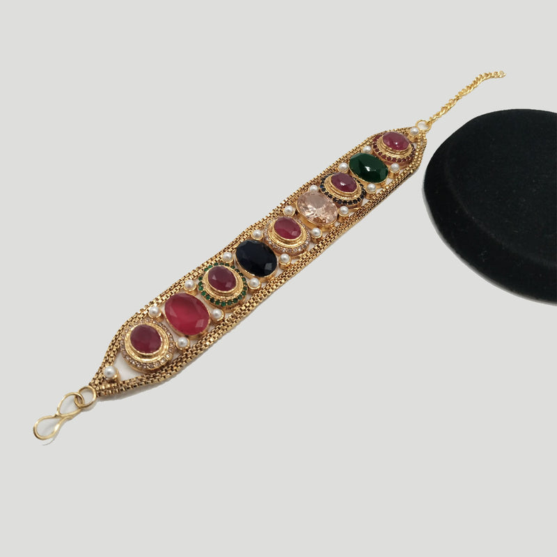 Gold Bracelet with Crystal & Pearl Detailing – Rs. 2,350