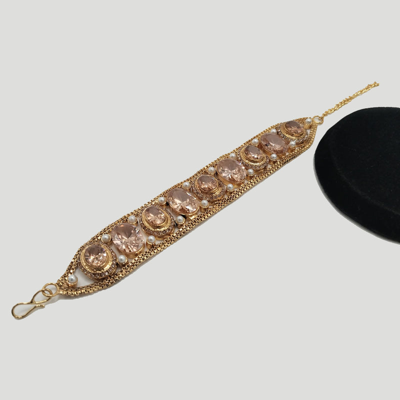 Gold Bracelet with Crystal & Pearl Detailing – Rs. 2,350