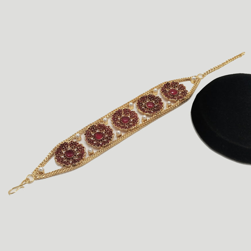 Floral Bracelet with Pearl Accents – Traditional Gold Finish – Rs. 2,480