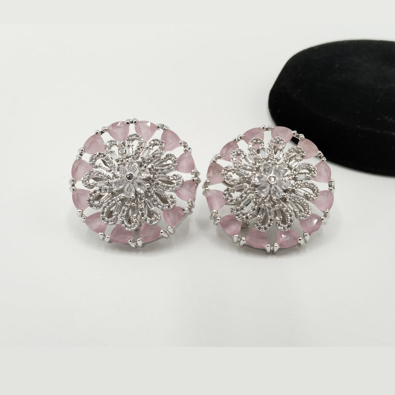 Silver-Tone Crystal Flower Stud Earrings – Rs. 1,950