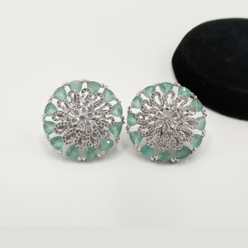 Silver-Tone Crystal Flower Stud Earrings – Rs. 1,950