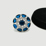 Crystal Sunburst Statement Ring – Adjustable (Silver & Golden)