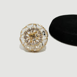 Crystal Sunburst Statement Ring – Adjustable (Silver & Golden)
