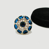 Crystal Sunburst Statement Ring – Adjustable (Silver & Golden)