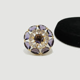 Crystal Sunburst Statement Ring – Adjustable (Silver & Golden)