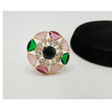 Crystal Sunburst Statement Ring – Adjustable (Silver & Golden)