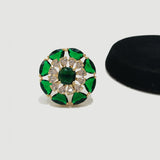 Crystal Sunburst Statement Ring – Adjustable (Silver & Golden)