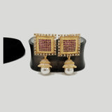 Square Stud Earrings with Pearl Drop – Rs. 1,360
