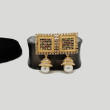 Square Stud Earrings with Pearl Drop – Rs. 1,360