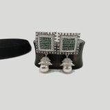 Square Stud Earrings with Pearl Drop – Rs. 1,360