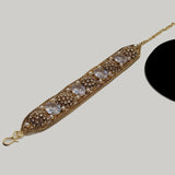 Antique Gold-Tone Stone & Pearl Bracelet – Rs. 2480