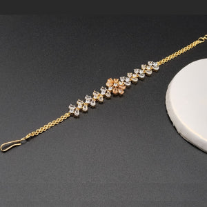 Silver and Golden Radiance Zircon Bracelet – Adjustable Elegance